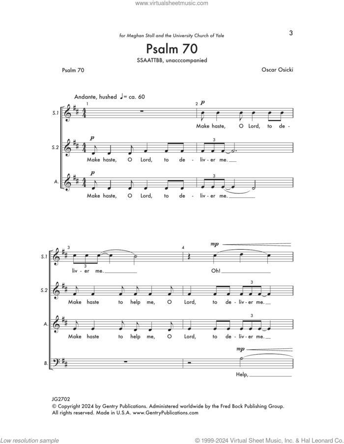 Psalm 70 sheet music for choir (SATB Divisi) by Oscar Osicki, intermediate skill level