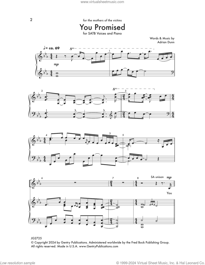 You Promised sheet music for choir (SATB: soprano, alto, tenor, bass) by Adrian Dunn, intermediate skill level