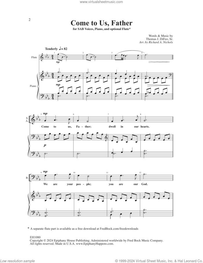 Come To Us, Father (arr. Richard A. Nichols) sheet music for choir (SAB: soprano, alto, bass) by Tom DiFeo and Richard A. Nichols, intermediate skill level