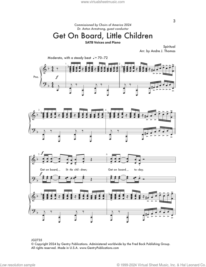 Get On Board, Little Children sheet music for choir (SATB: soprano, alto, tenor, bass) by Andre Thomas, intermediate skill level