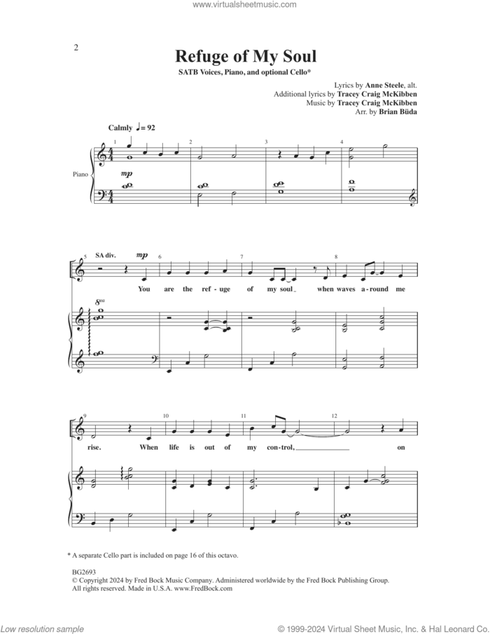 Refuge Of My Soul (arr. Brian Buda) sheet music for choir (SATB: soprano, alto, tenor, bass) by Tracey Craig McKibben, Brian Buda and Anne Steele, intermediate skill level