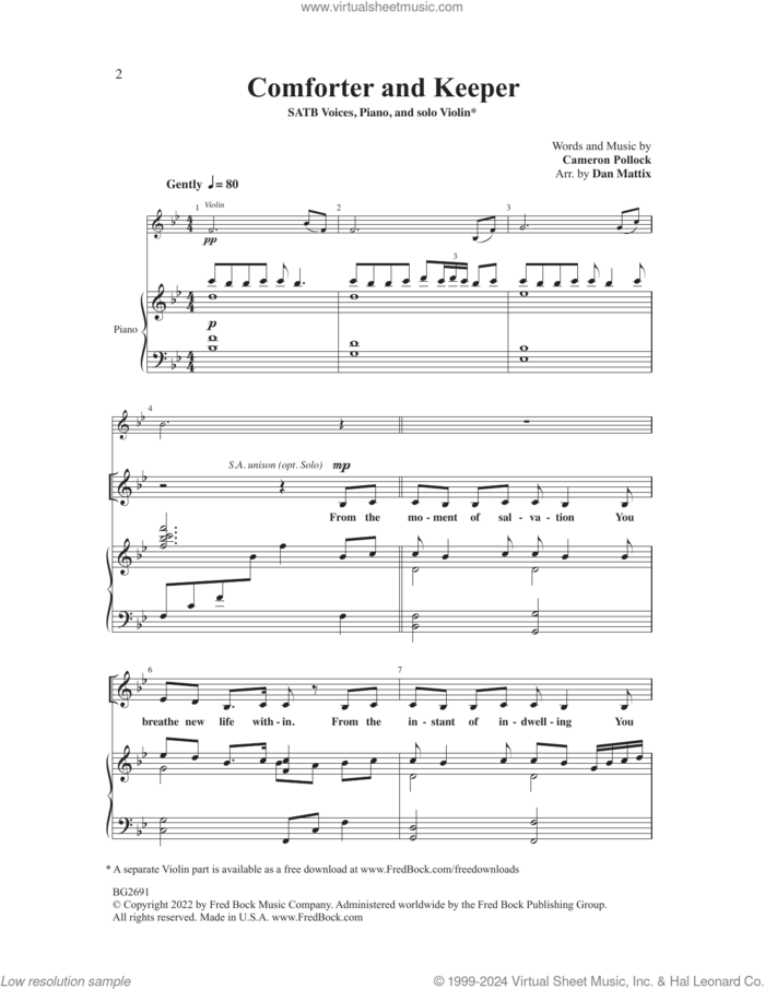 Comforter And Keeper (arr. Dan Mattix) sheet music for choir (SATB: soprano, alto, tenor, bass) by Cameron Pollock and Dan Mattix, intermediate skill level
