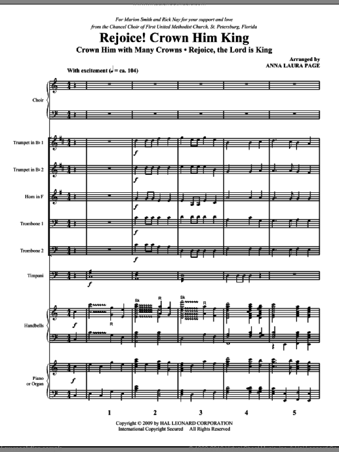 Rejoice! Crown Him King (COMPLETE) sheet music for orchestra/band (Special) by Anna Laura Page, intermediate skill level