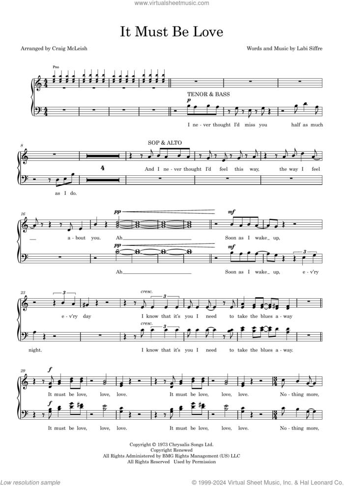 It Must Be Love (arr. Craig McLeish) (COMPLETE) sheet music for orchestra/band by Labi Siffre and Craig McLeish, intermediate skill level