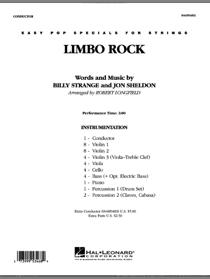 Limbo Rock (COMPLETE) sheet music for orchestra by Robert Longfield, Billy Strange, Chubby Checker and Jon Sheldon, intermediate skill level