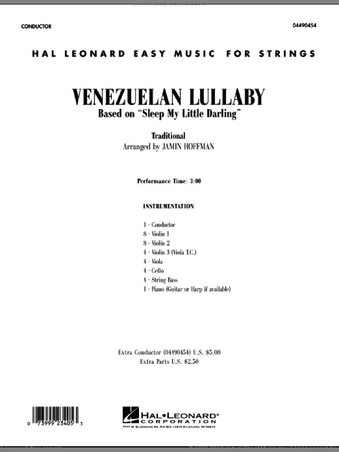 Venezuelan Lullaby (COMPLETE) sheet music for orchestra by Jamin Hoffman, intermediate skill level