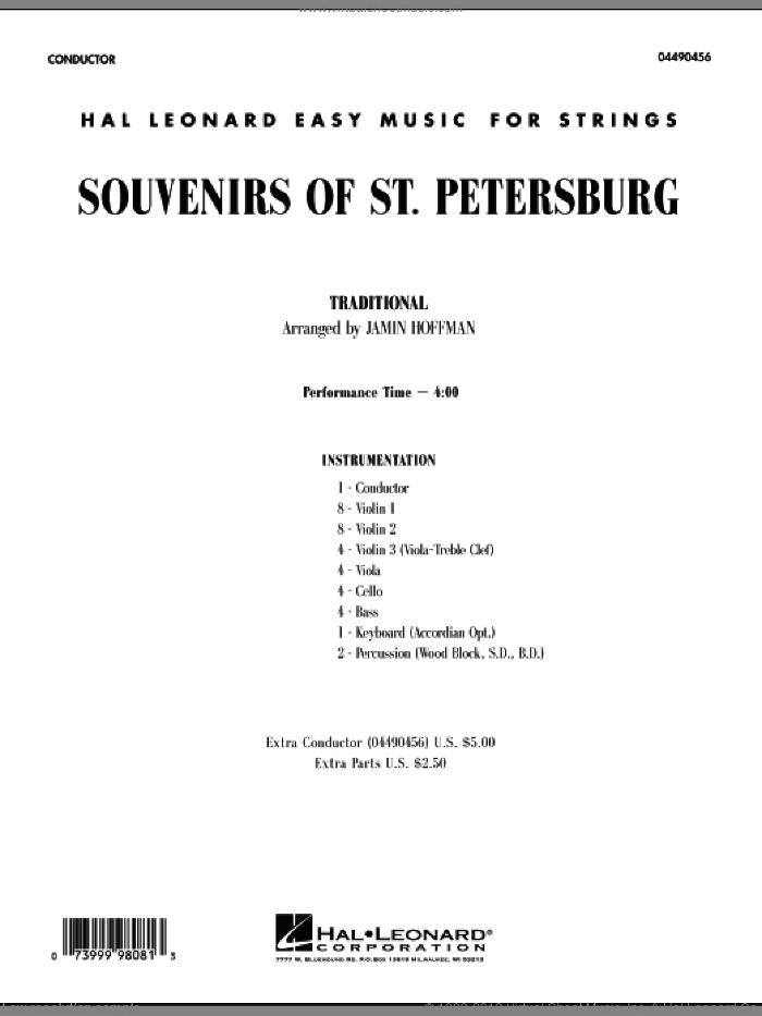 Souvenirs Of St. Petersburg (COMPLETE) sheet music for orchestra by Jamin Hoffman, intermediate skill level