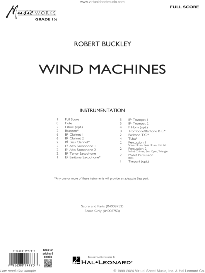 Wind Machines (COMPLETE) sheet music for concert band by Robert Buckley, intermediate skill level