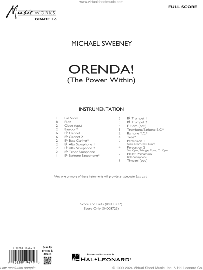 Orenda! (The Power Within) (COMPLETE) sheet music for concert band by Michael Sweeney, intermediate skill level