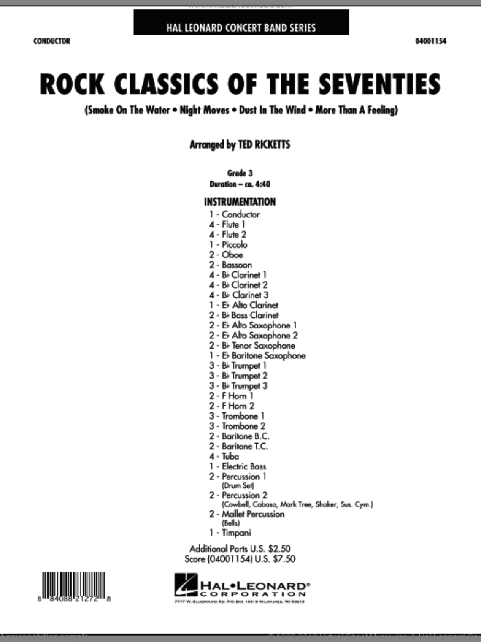 Rock Classics Of The Seventies (COMPLETE) sheet music for concert band by Ted Ricketts, intermediate skill level