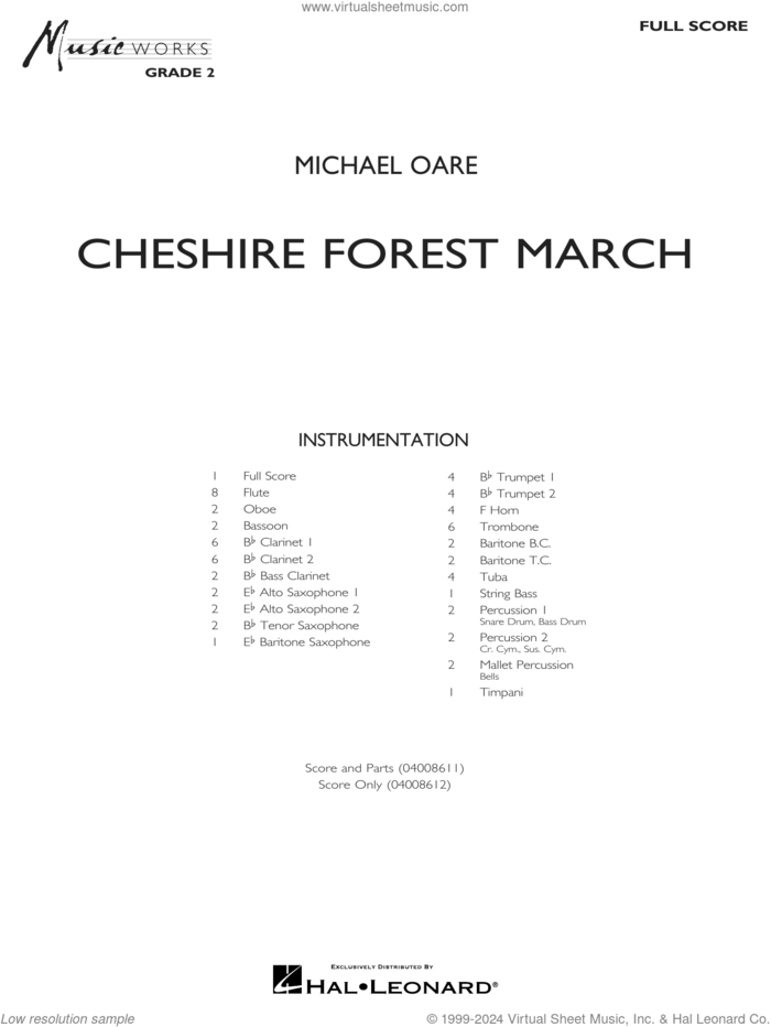 Cheshire Forest March (COMPLETE) sheet music for concert band by Michael Oare, intermediate skill level