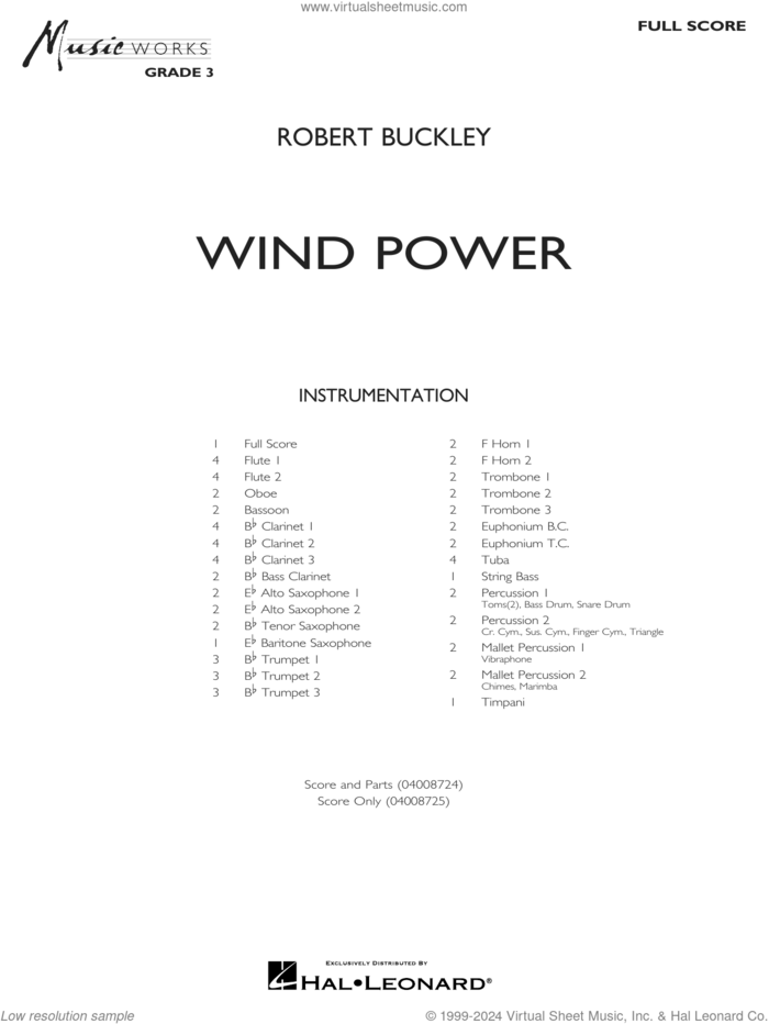 Wind Power (COMPLETE) sheet music for concert band by Robert Buckley, intermediate skill level