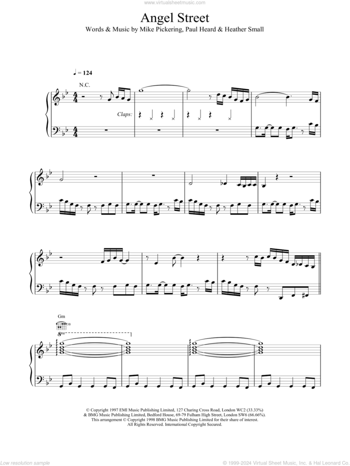 Angel Street sheet music for voice, piano or guitar by M People and Paul Heard, intermediate skill level
