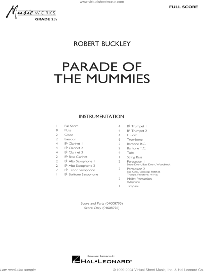 Parade Of The Mummies (COMPLETE) sheet music for concert band by Robert Buckley, intermediate skill level