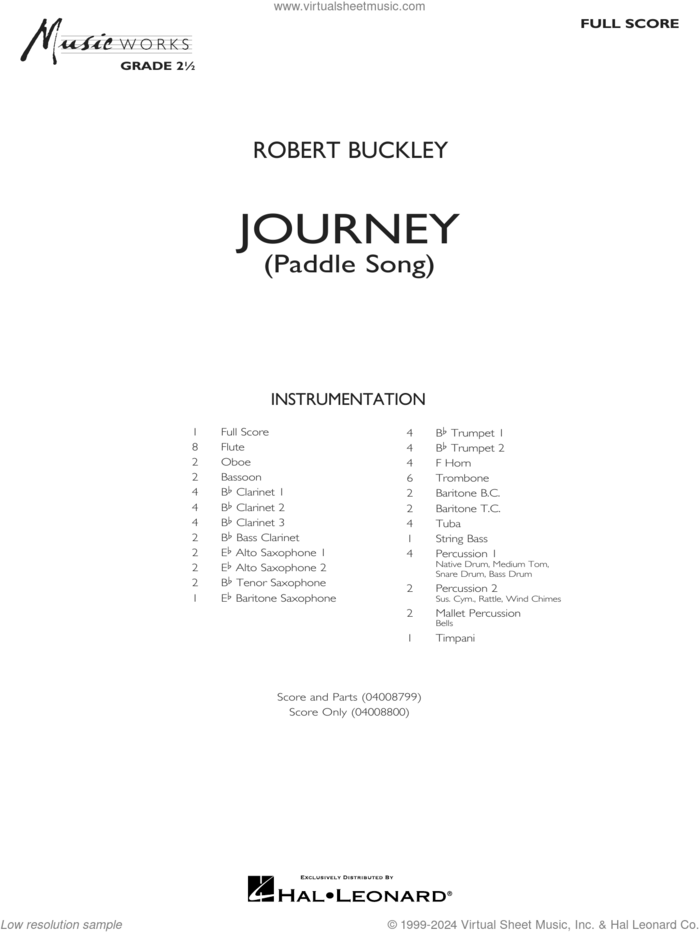 Journey (Paddle Song) (COMPLETE) sheet music for concert band by Robert Buckley and Chief Ian Campbell, intermediate skill level