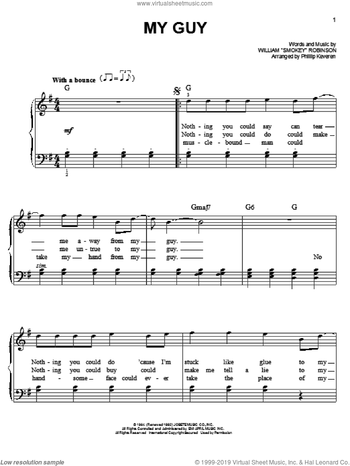 My Guy (arr. Phillip Keveren) sheet music for piano solo by Mary Wells and Phillip Keveren, easy skill level