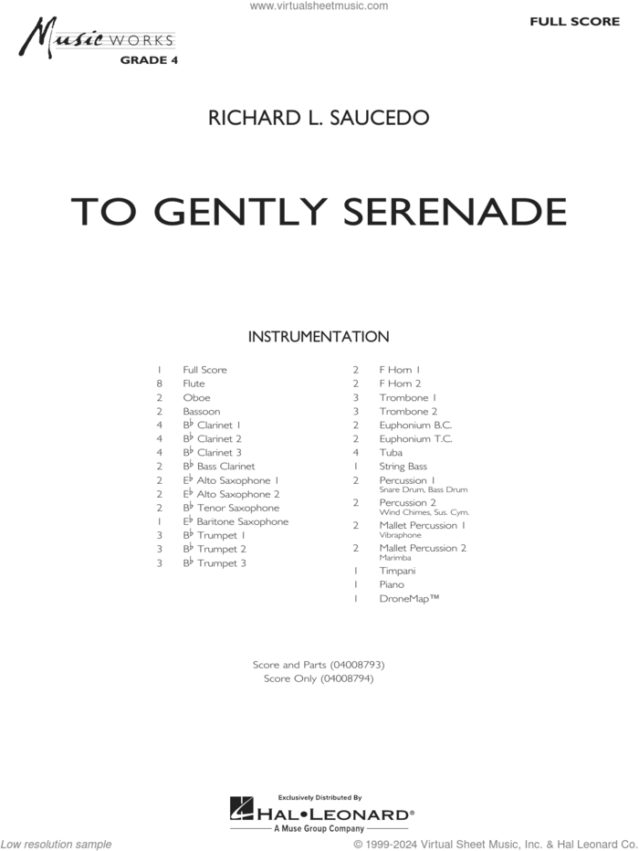 To Gently Serenade (COMPLETE) sheet music for concert band by Richard L. Saucedo, intermediate skill level
