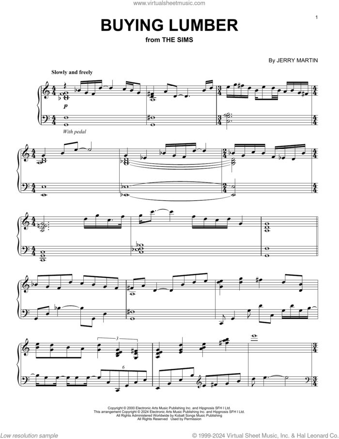Buying Lumber (from The Sims) sheet music for piano solo by Jerry Martin, intermediate skill level