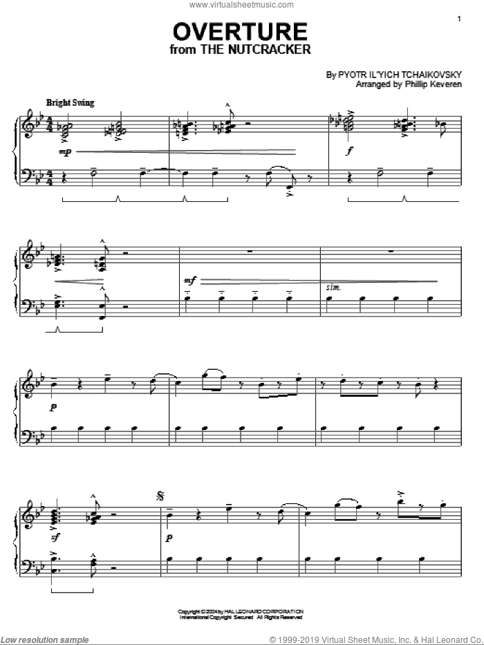 Overture [Jazz version] (from The Nutcracker) (arr. Phillip Keveren) sheet music for piano solo by Pyotr Ilyich Tchaikovsky and Phillip Keveren, classical score, intermediate skill level