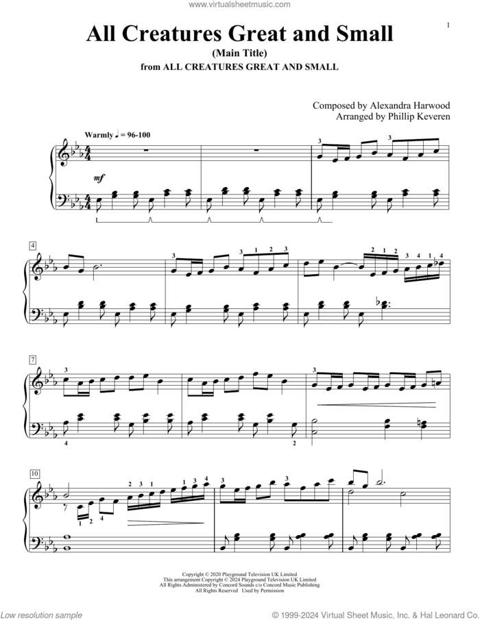 All Creatures Great And Small (Main Title) (arr. Phillip Keveren) sheet music for piano solo by Alexandra Harwood and Phillip Keveren, intermediate skill level