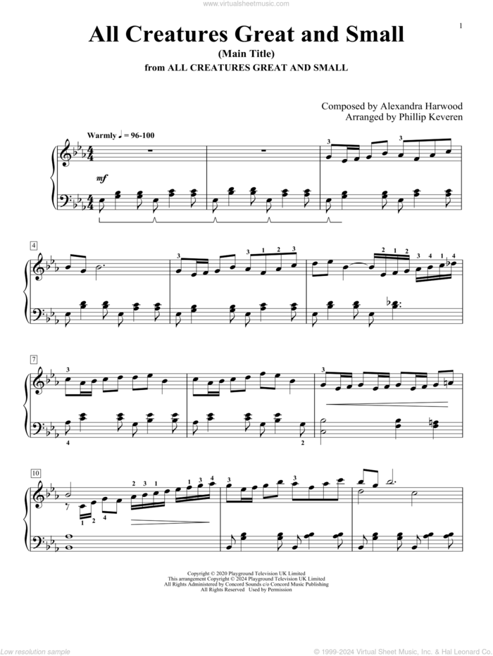 All Creatures Great And Small (Main Title) (arr. Phillip Keveren) sheet music for piano solo by Alexandra Harwood and Phillip Keveren, intermediate skill level