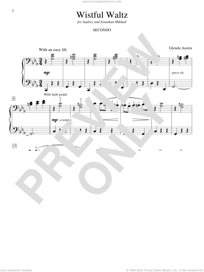 Austin Wistful Waltz sheet music for piano four hands (PDF)