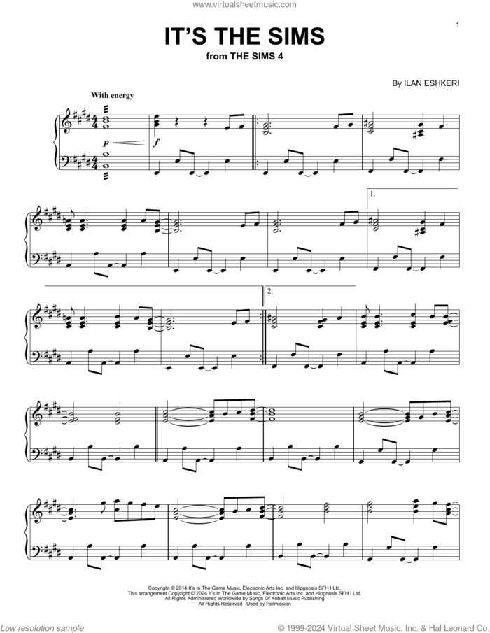It's The Sims (from The Sims 4) sheet music for piano solo by Ilan Eshkeri, intermediate skill level
