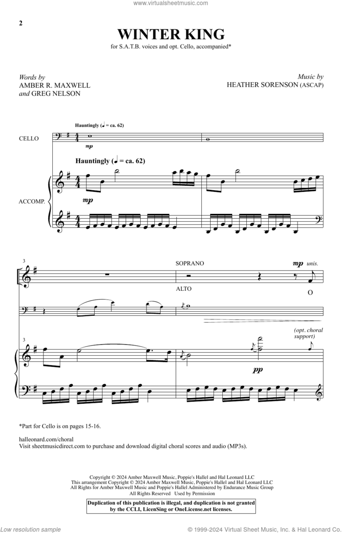 Winter King sheet music for choir (SATB: soprano, alto, tenor, bass) by Heather Sorenson, Amber R. Maxwell and Greg Nelson, intermediate skill level