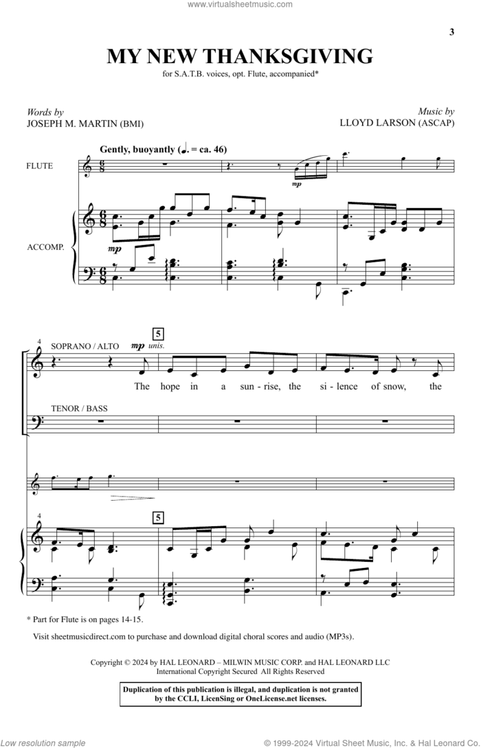 My New Thanksgiving sheet music for choir (SATB: soprano, alto, tenor, bass) by Lloyd Larson and Joseph M. Martin and Lloyd Larson and Joseph M. Martin, intermediate skill level