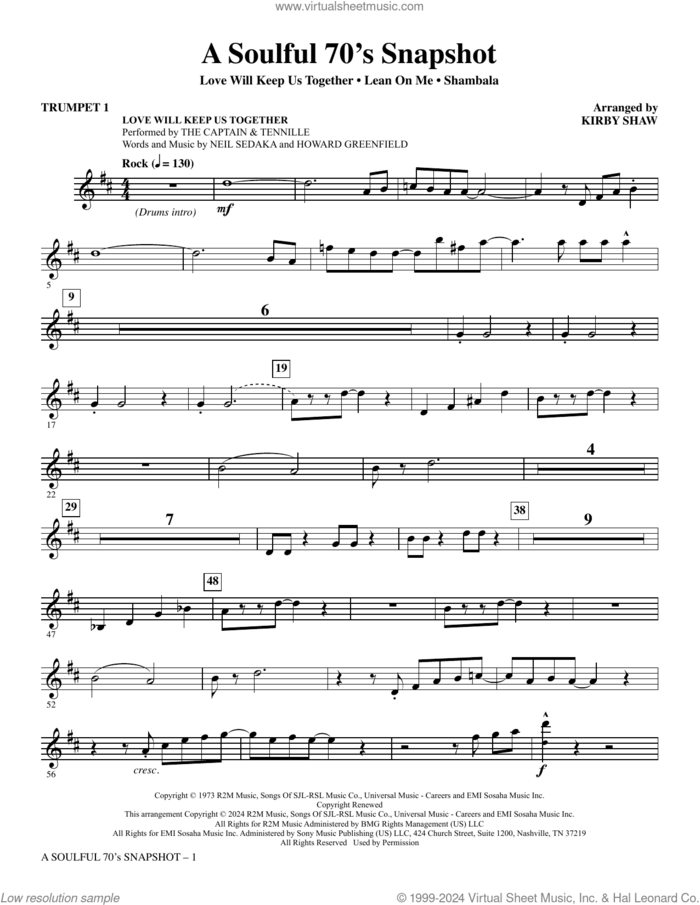 A Soulful 70's Snapshot (Medley) (complete set of parts) sheet music for orchestra/band (Instrumental Accompaniment) by Kirby Shaw, intermediate skill level