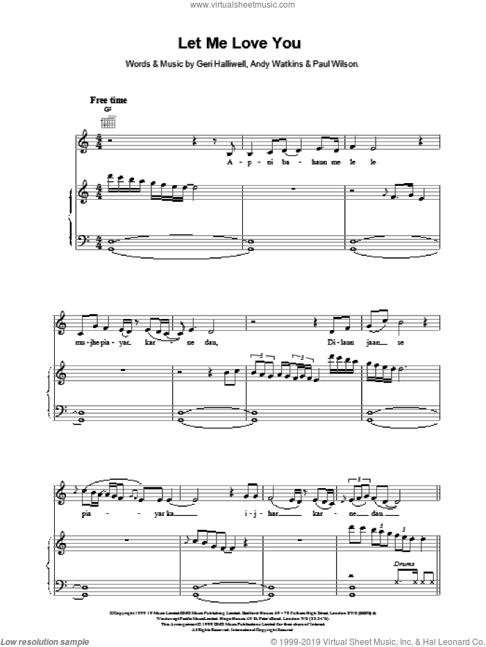 Let Me Love You sheet music for voice, piano or guitar by HALLIWELL, Geri Halliwell, Andy Watkins and WILSON, intermediate skill level