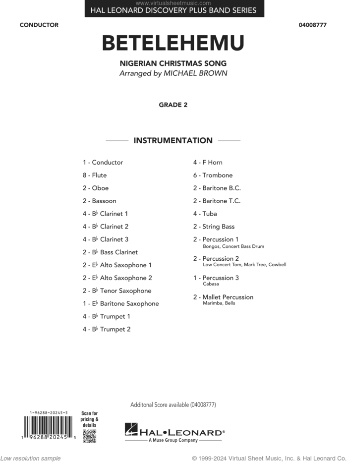 Betelehemu (arr. Michael Brown) (COMPLETE) sheet music for concert band by Michael Brown and Nigerian Christmas Song, intermediate skill level
