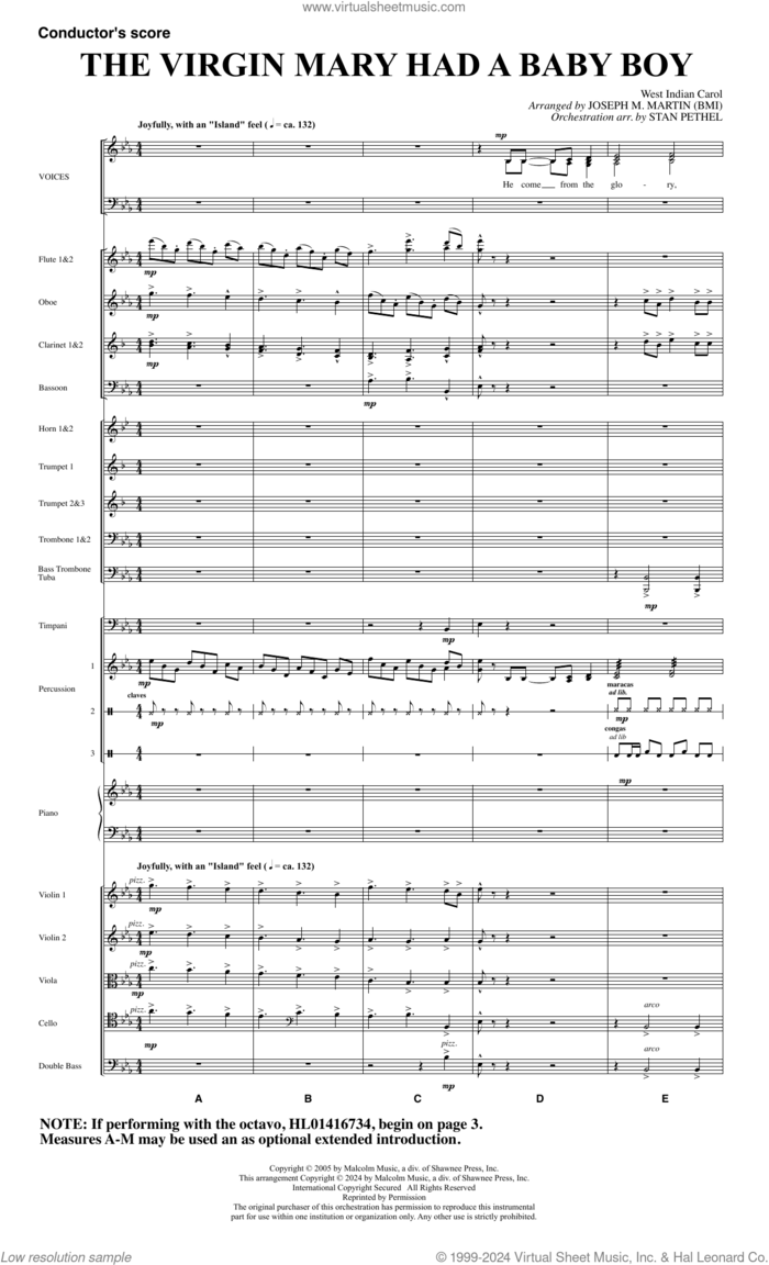 The Virgin Mary Had A Baby Boy (arr. Joseph M. Martin) (COMPLETE) sheet music for orchestra/band (Orchestra) by Joseph M. Martin and Traditional West Indian Carol, intermediate skill level