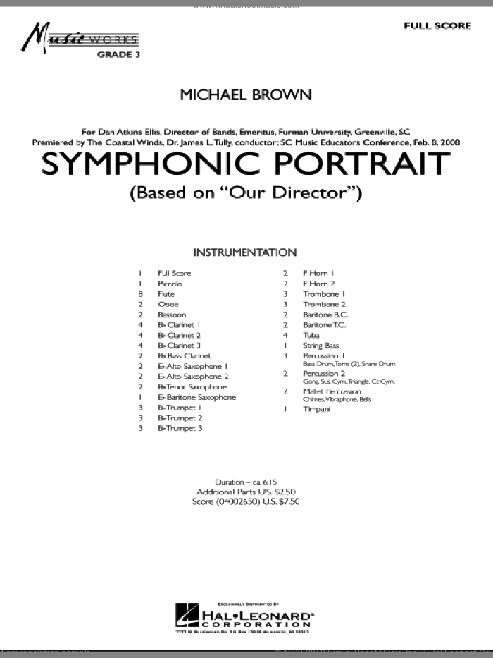 Symphonic Portrait (based on Our Director) (COMPLETE) sheet music for concert band by Michael Brown, intermediate skill level