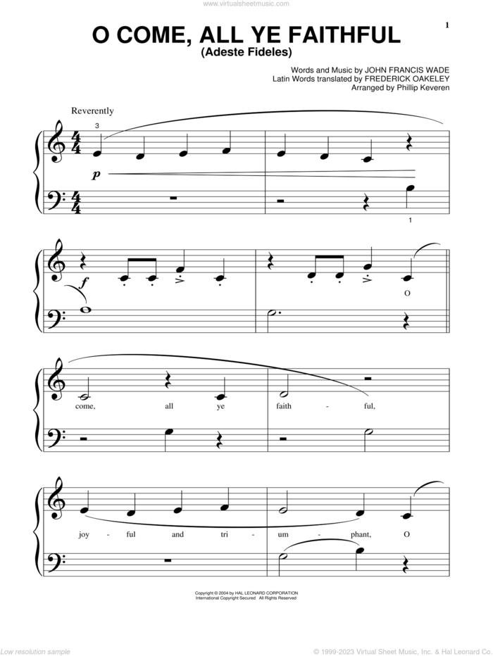 O Come, All Ye Faithful (Adeste Fideles) (arr. Phillip Keveren) sheet music for piano solo by John Francis Wade, Phillip Keveren and Frederick Oakeley, beginner skill level