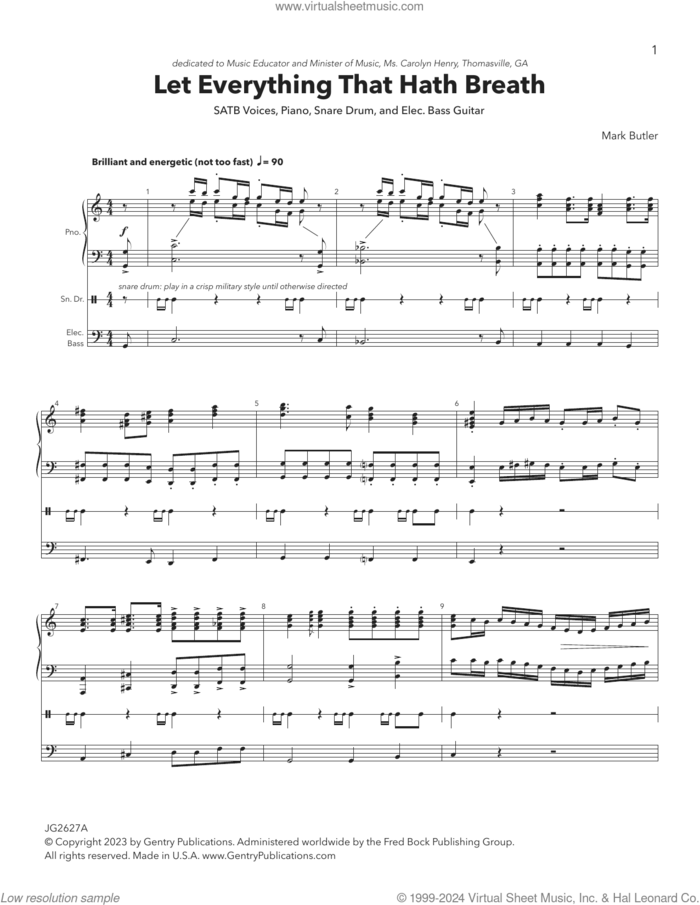 Let Everything That Hath Breath (COMPLETE) sheet music for orchestra/band by Mark Butler, intermediate skill level