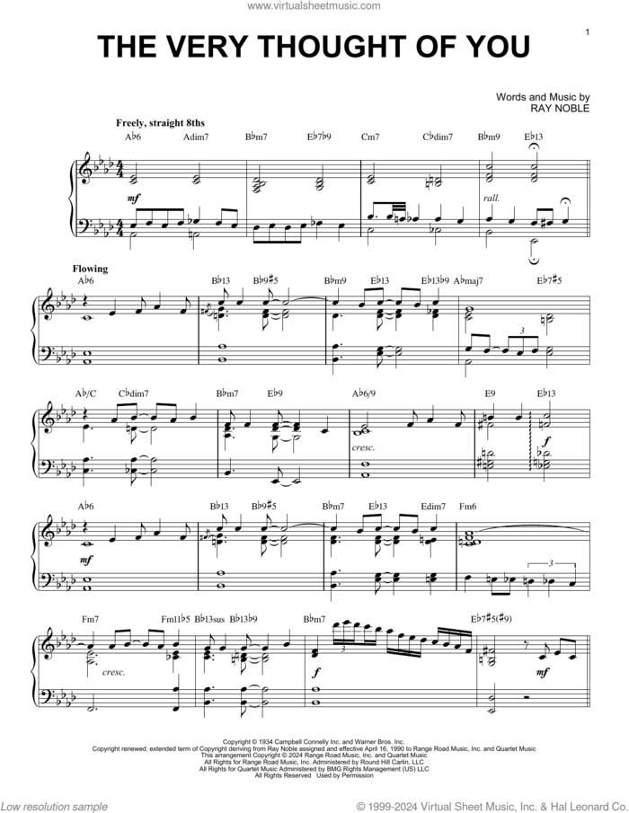 The Very Thought Of You (arr. Brent Edstrom) sheet music for piano solo by Ray Noble and Brent Edstrom, intermediate skill level