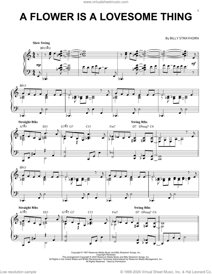 A Flower Is A Lovesome Thing (arr. Brent Edstrom) sheet music for piano solo by Billy Strayhorn, Brent Edstrom and Vince Guaraldi, intermediate skill level