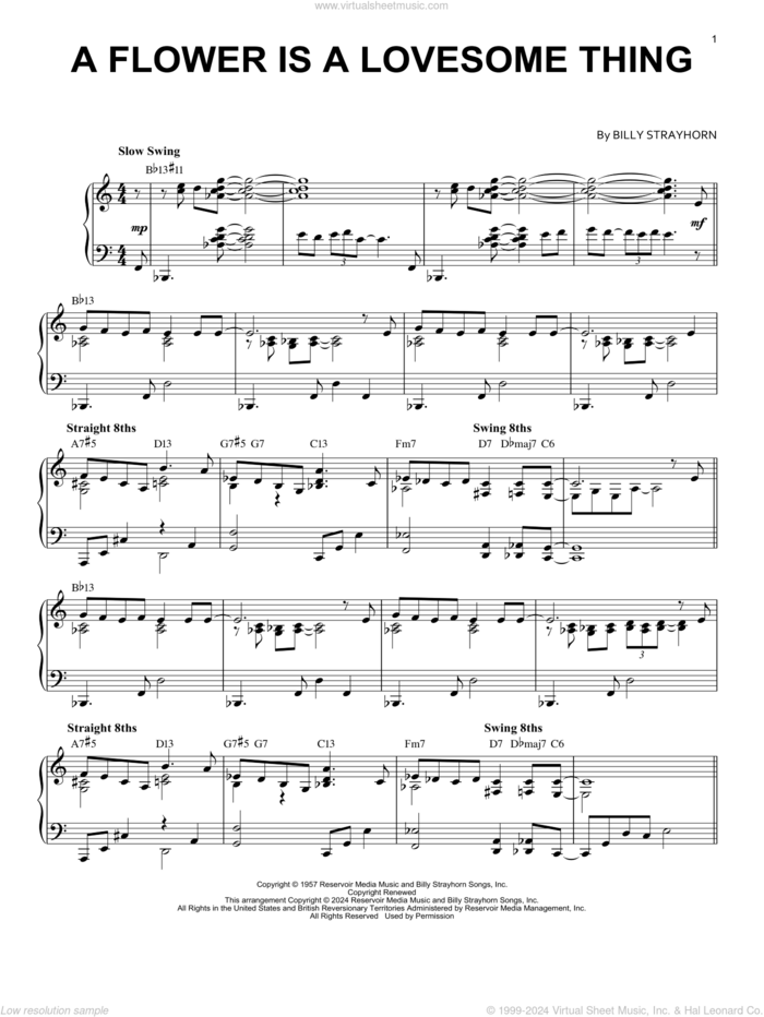 A Flower Is A Lovesome Thing (arr. Brent Edstrom) sheet music for piano solo by Billy Strayhorn, Brent Edstrom and Vince Guaraldi, intermediate skill level