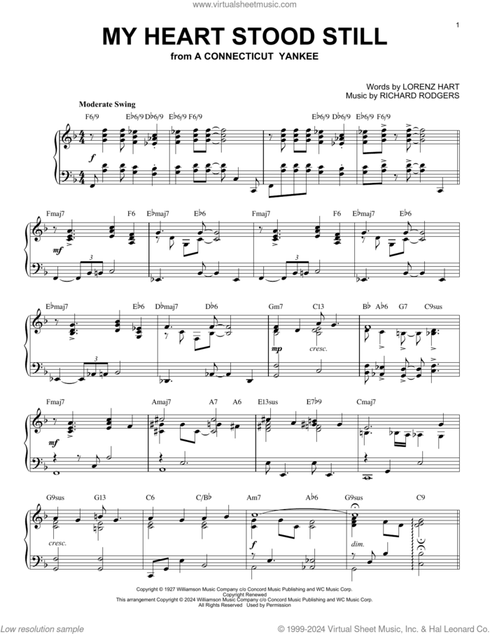 My Heart Stood Still (arr. Brent Edstrom) sheet music for piano solo by Richard Rodgers, Brent Edstrom, Lorenz Hart and Rodgers & Hart, intermediate skill level