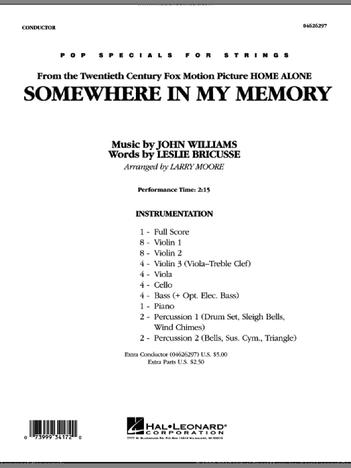 Somewhere In My Memory (from Home Alone) (COMPLETE) sheet music for orchestra by John Williams and Larry Moore, intermediate skill level