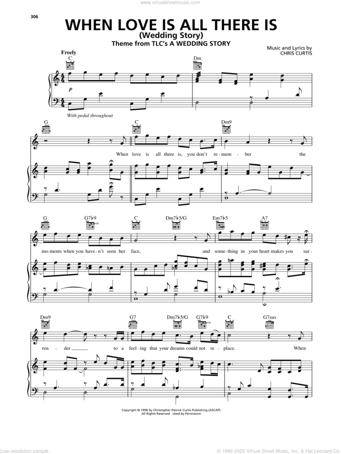 When Love Is All There Is (Wedding Story) sheet music for voice, piano or guitar by Chris Curtis, wedding score, intermediate skill level