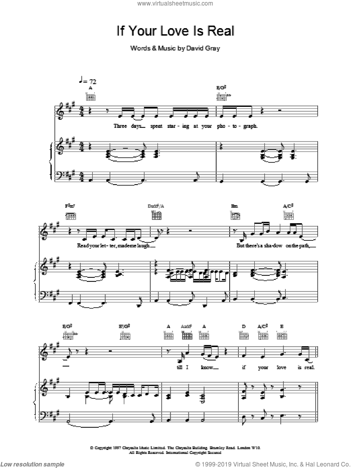 If Your Love Is Real sheet music for voice, piano or guitar by David Gray, intermediate skill level