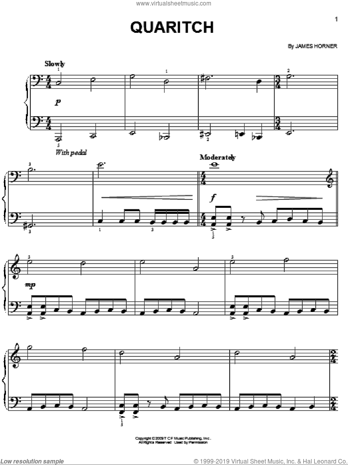 Quaritch, (easy) sheet music for piano solo by James Horner and Avatar (Movie), easy skill level