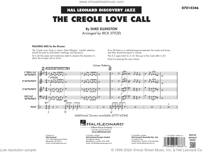 The Creole Love Call (arr. Rick Stitzel) (COMPLETE) sheet music for jazz band by Duke Ellington and Rick Stitzel, intermediate skill level