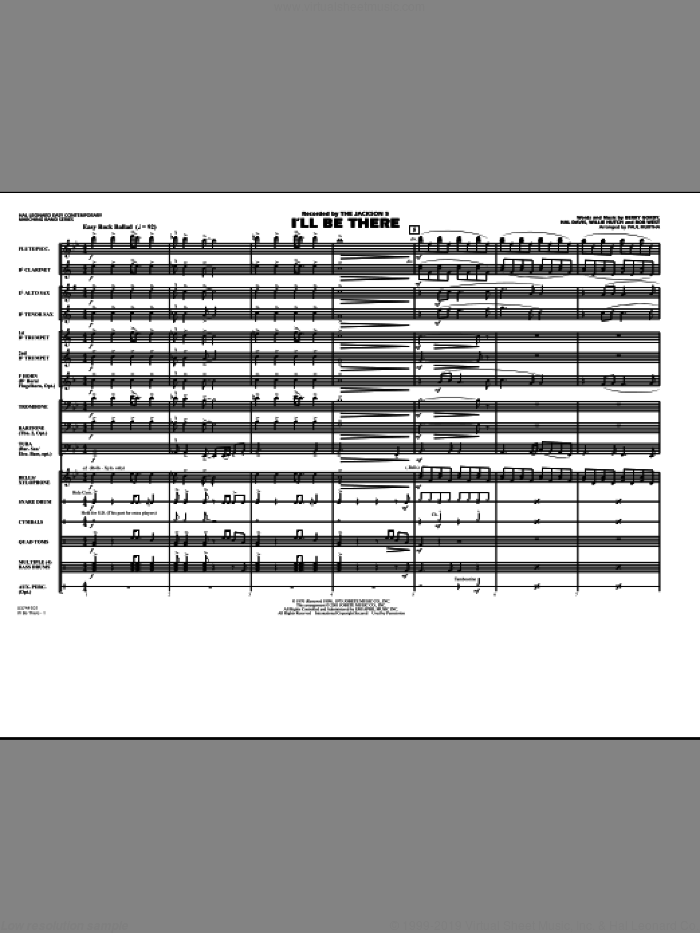 I'll Be There (COMPLETE) sheet music for marching band by Paul Murtha, Berry Gordy, Bob West, Hal Davis, Mariah Carey, The Jackson 5 and Willie Hutch, intermediate skill level