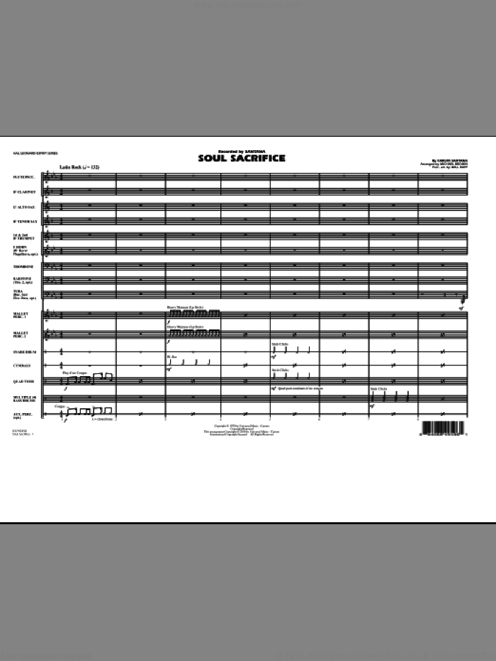 Soul Sacrifice (COMPLETE) sheet music for marching band by Michael Brown, Carlos Santana and Will Rapp, intermediate skill level