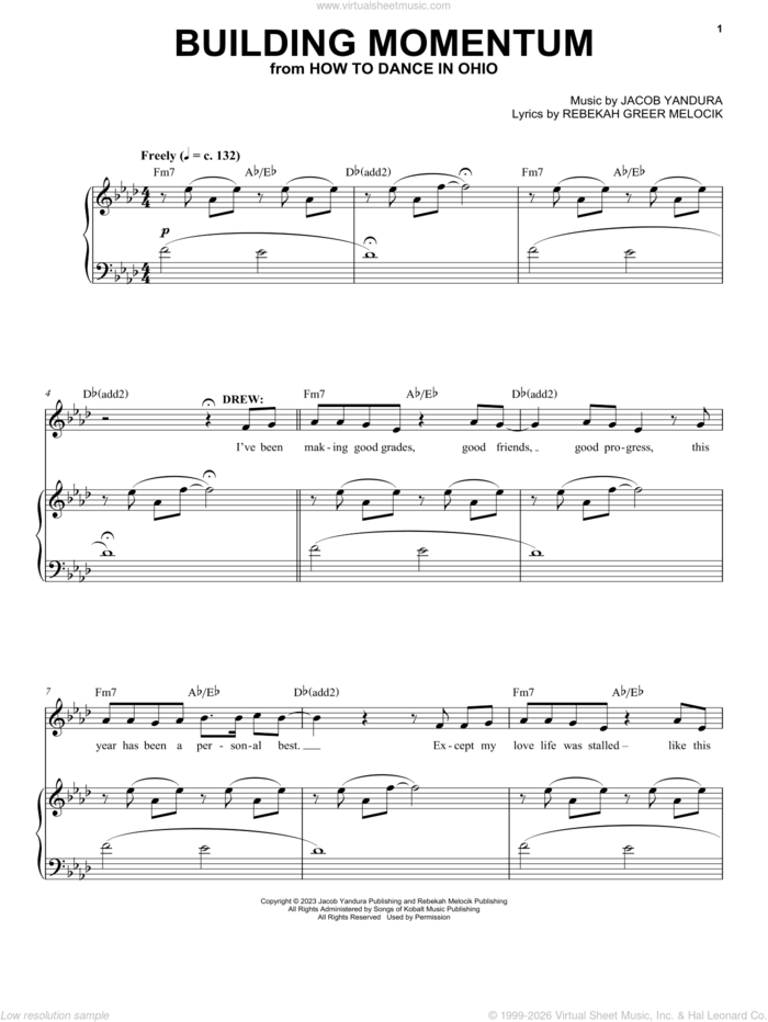 Building Momentum (from How To Dance In Ohio) sheet music for voice and piano by Jacob Yandura, Jacob Yandura & Rebekah Greer Melocik and Rebekah Greer Melocik, intermediate skill level