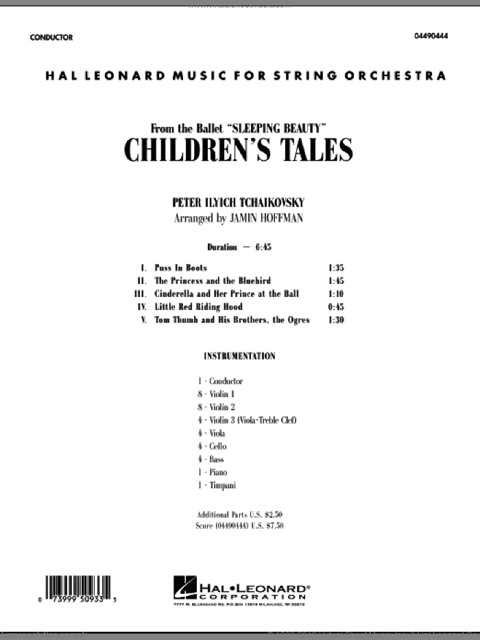 Children's Tales (from Sleeping Beauty) (COMPLETE) sheet music for orchestra by Pyotr Ilyich Tchaikovsky and Jamin Hoffman, classical score, intermediate skill level