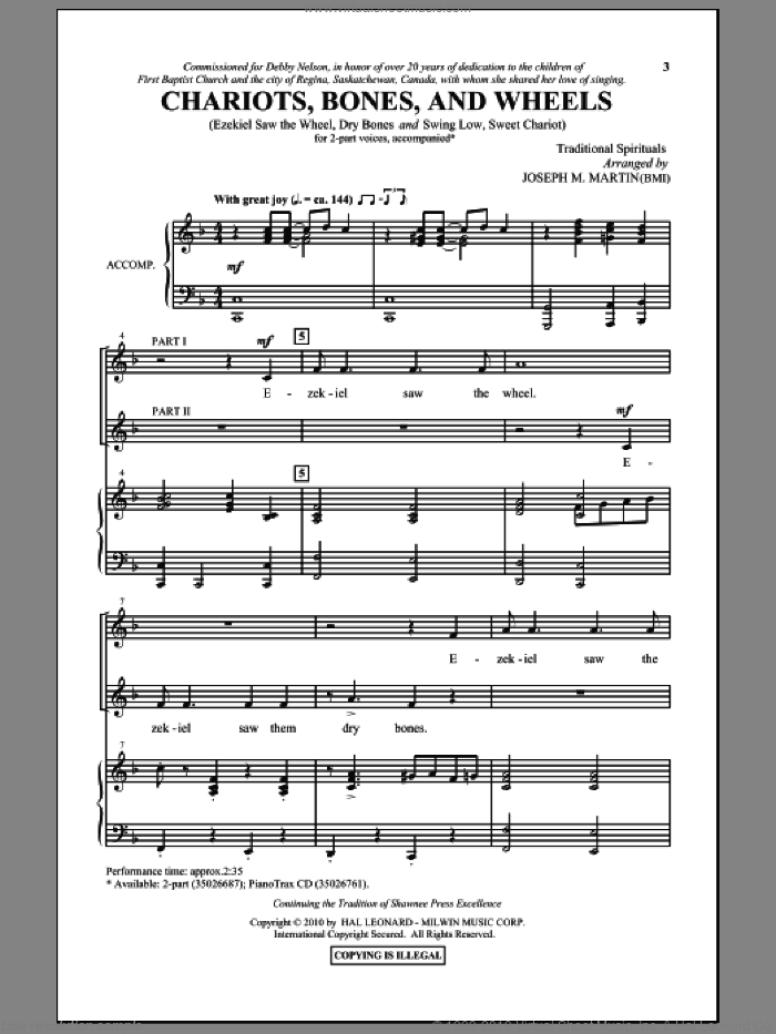 Chariots, Bones, And Wheels sheet music for choir (2-Part) by Joseph M. Martin, intermediate duet